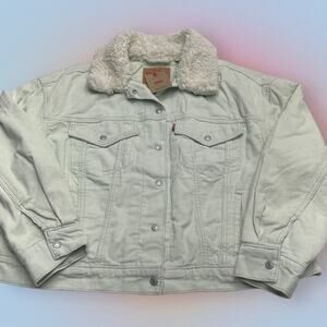 LEVI’s Women’s 2X Light Green BABY CROPPED TRUCKER Jean Jacket